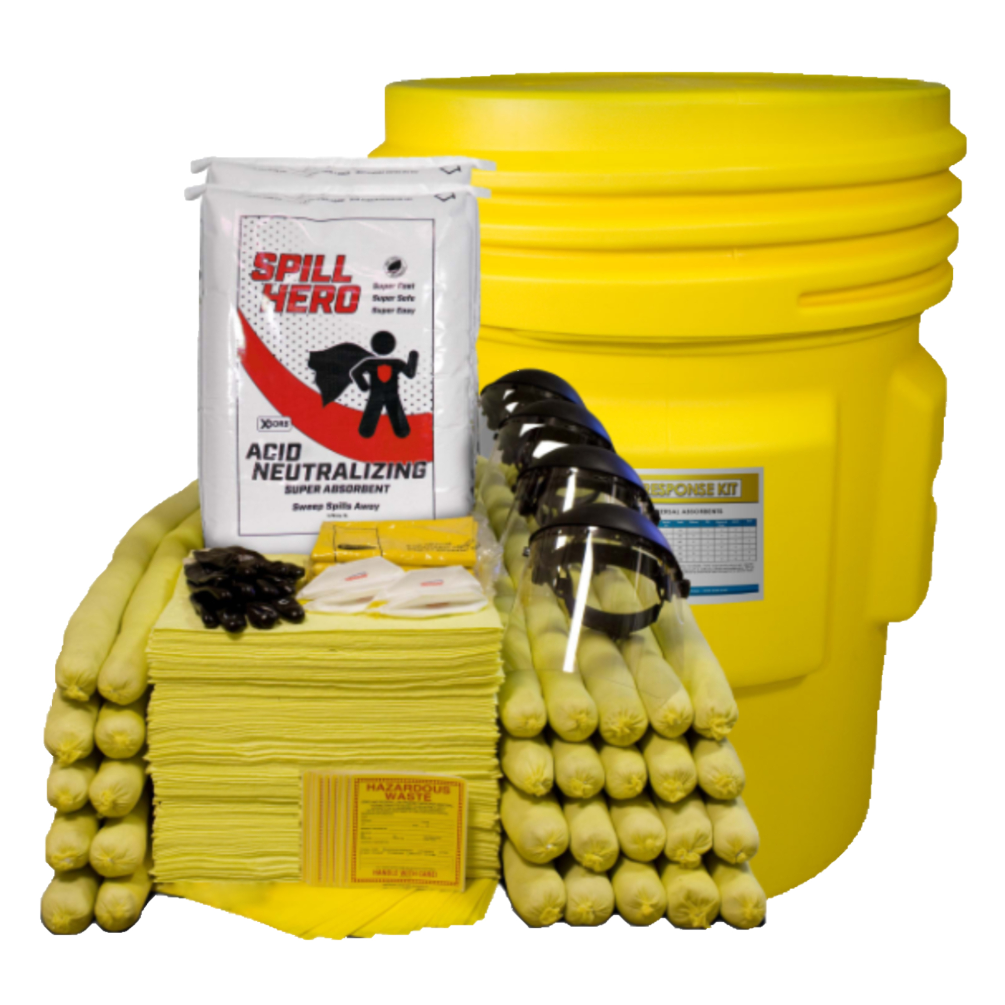 Spill Hero Acid Neutralizing Spill Kit - 95 Gal. Overpack Drum, Granular Absorbent, Model# XKD95N